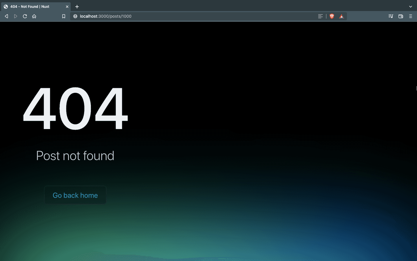 404 page with "Post not found" text