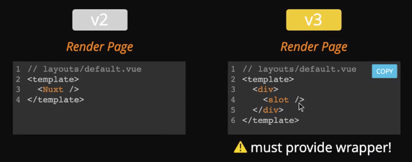 Nuxt 3 render page must be wrapped and uses slot element