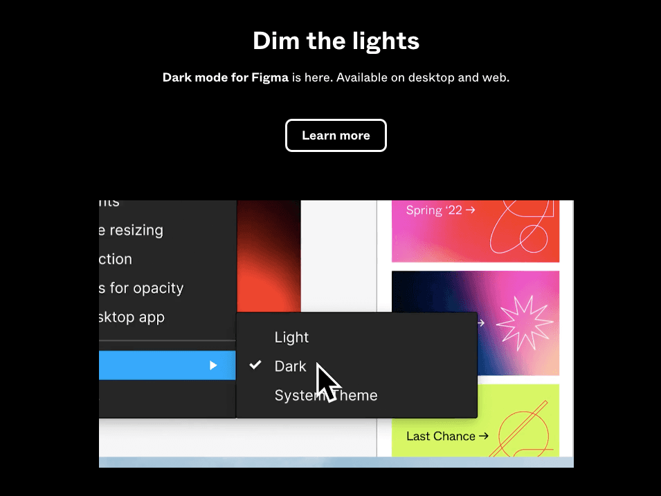 Dark mode in Figma came to Figma