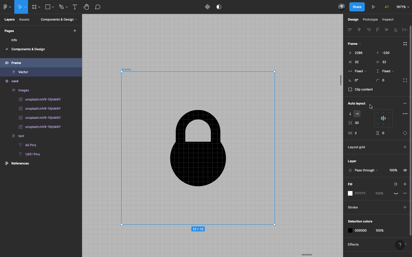 Lock icon selected