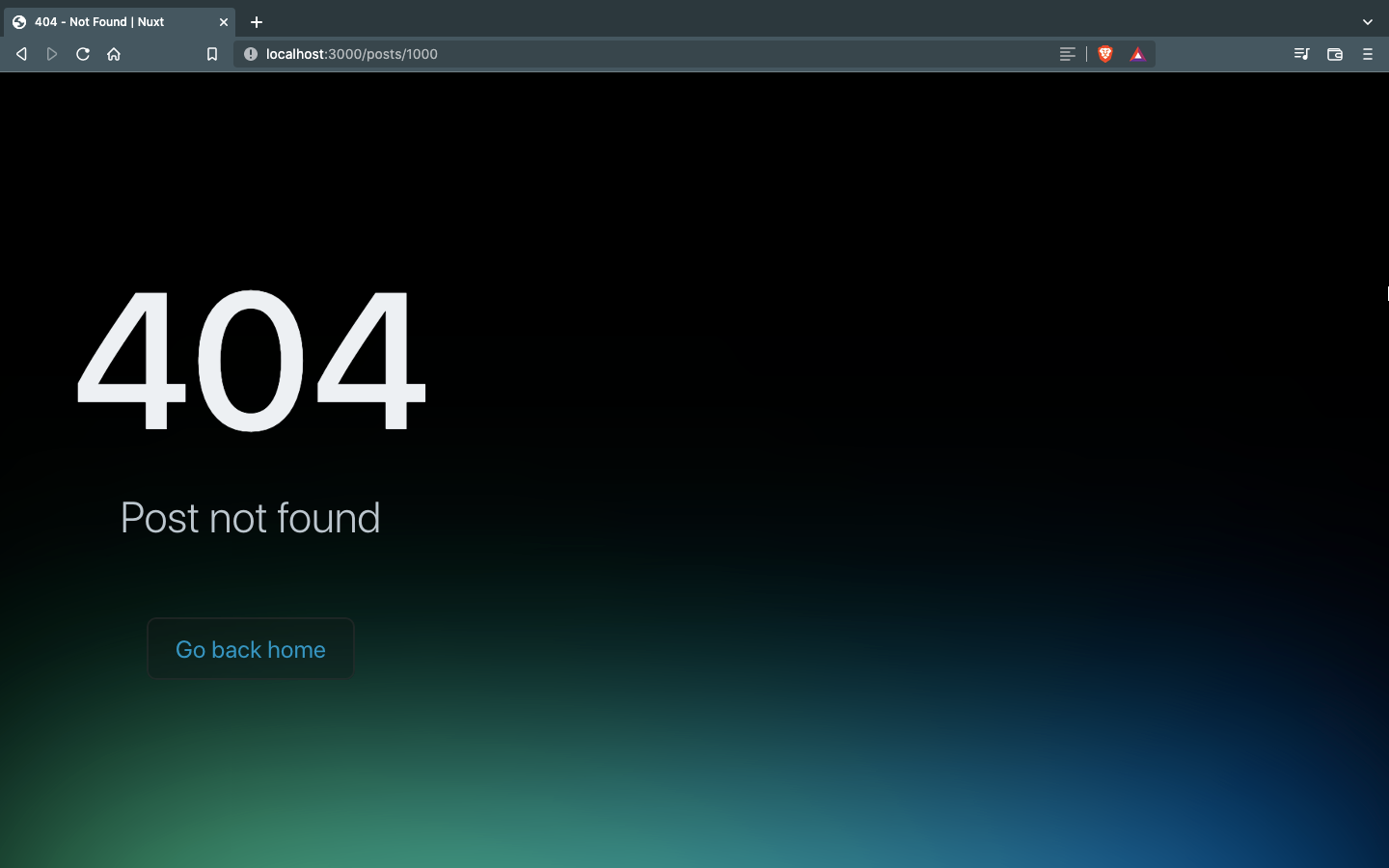 404 page with "Post not found" text