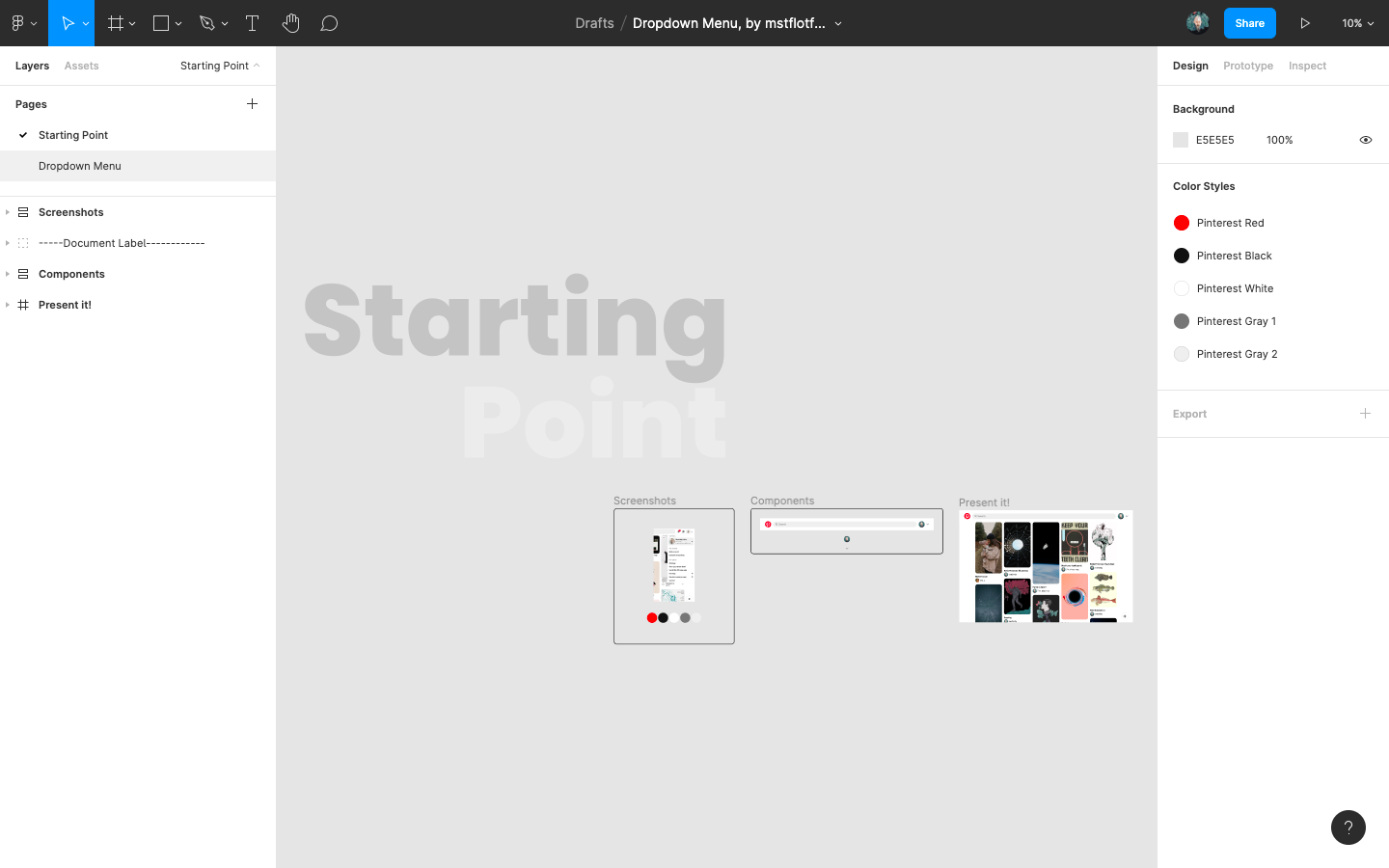 Starting point in the Figma community file