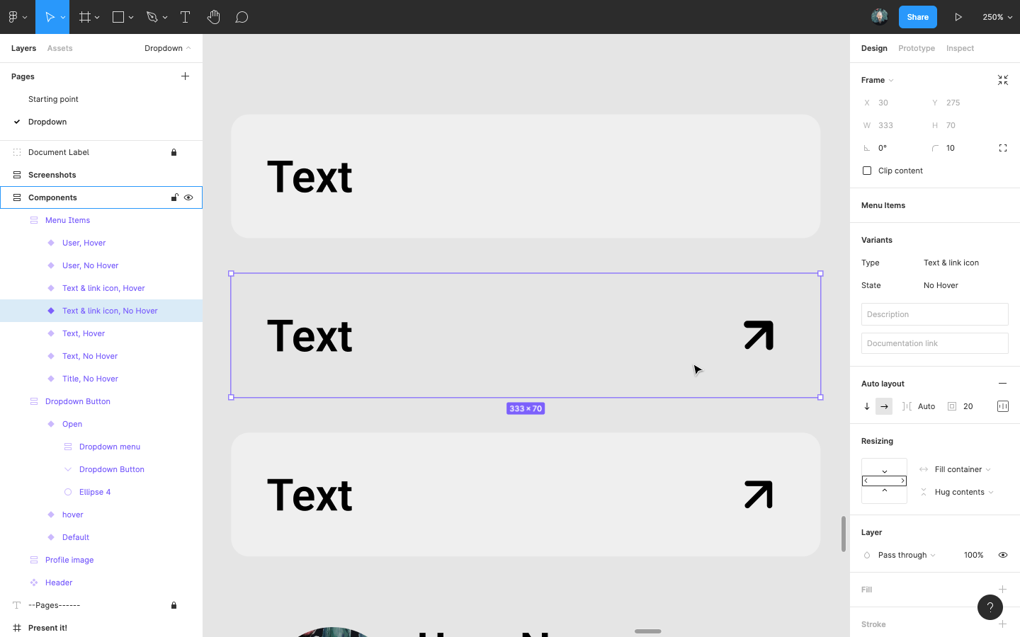 Create a text & link icon variant