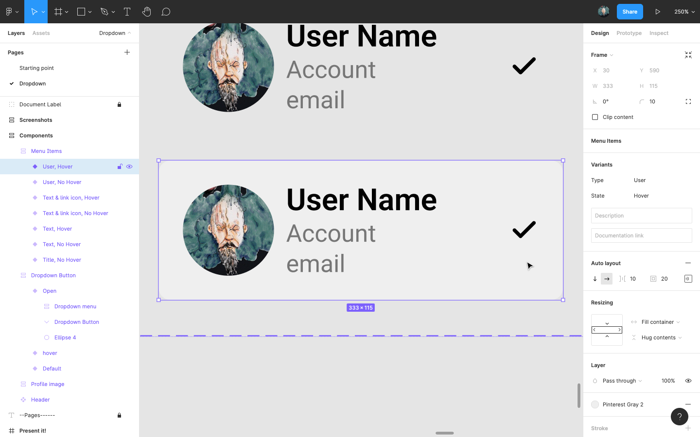 Add the last variant: User Hover State