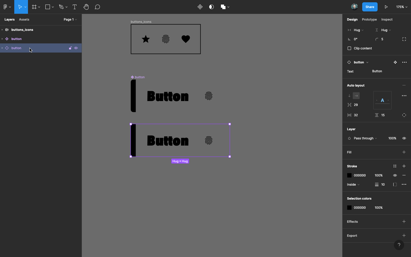 Create an instance of your button component