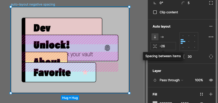 Figma's auto-layout negative spacing practical example