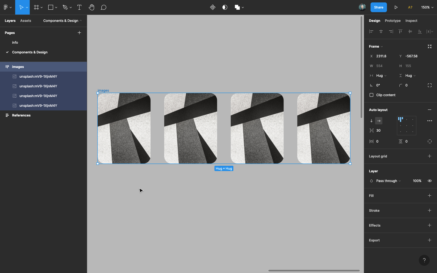 4 images inside an auto-layout frame