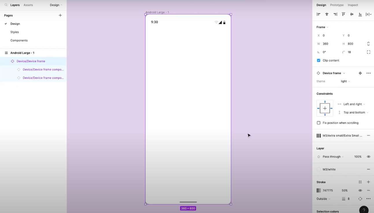 Adding a device inside a frame in Figma